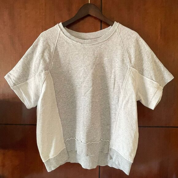 90 DEGREE BY REFLEX Women's Oversize Loop Top Gray Terry T-Shirt Tee Size L - Picture 3 of 8